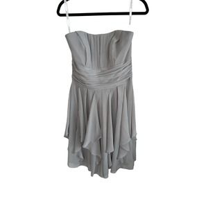David's Bridal Gray Strapless Ruffled Short Formal Dress Sz. 8